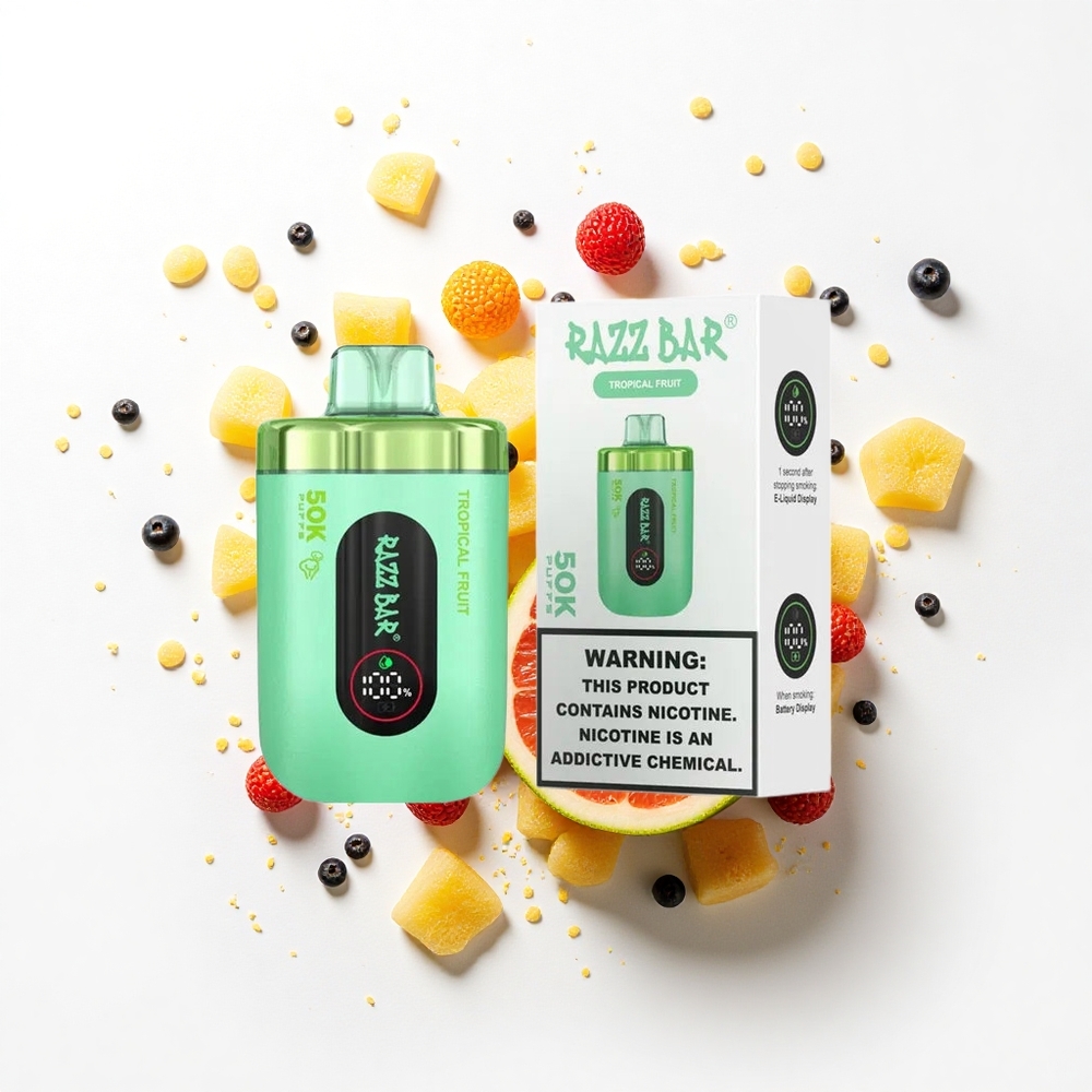Razz Bar 50K Puffs Tropikalny Owoc 1.0 Ohm Mocznikowa Cewka Typ-C Ładowanie