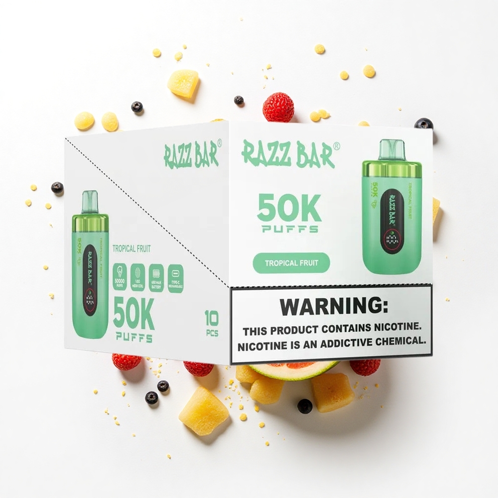 Razz Bar 50K Puffs Tropikalny Owoc 1.0 Ohm Mocznikowa Cewka Typ-C Ładowanie