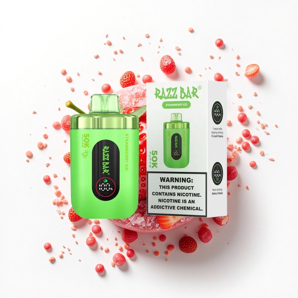 Razz Bar 50K Puffs Truskawkowa Mrożona z Akumulatorem 650 mAh i Zawartością Nikotyny 2%
