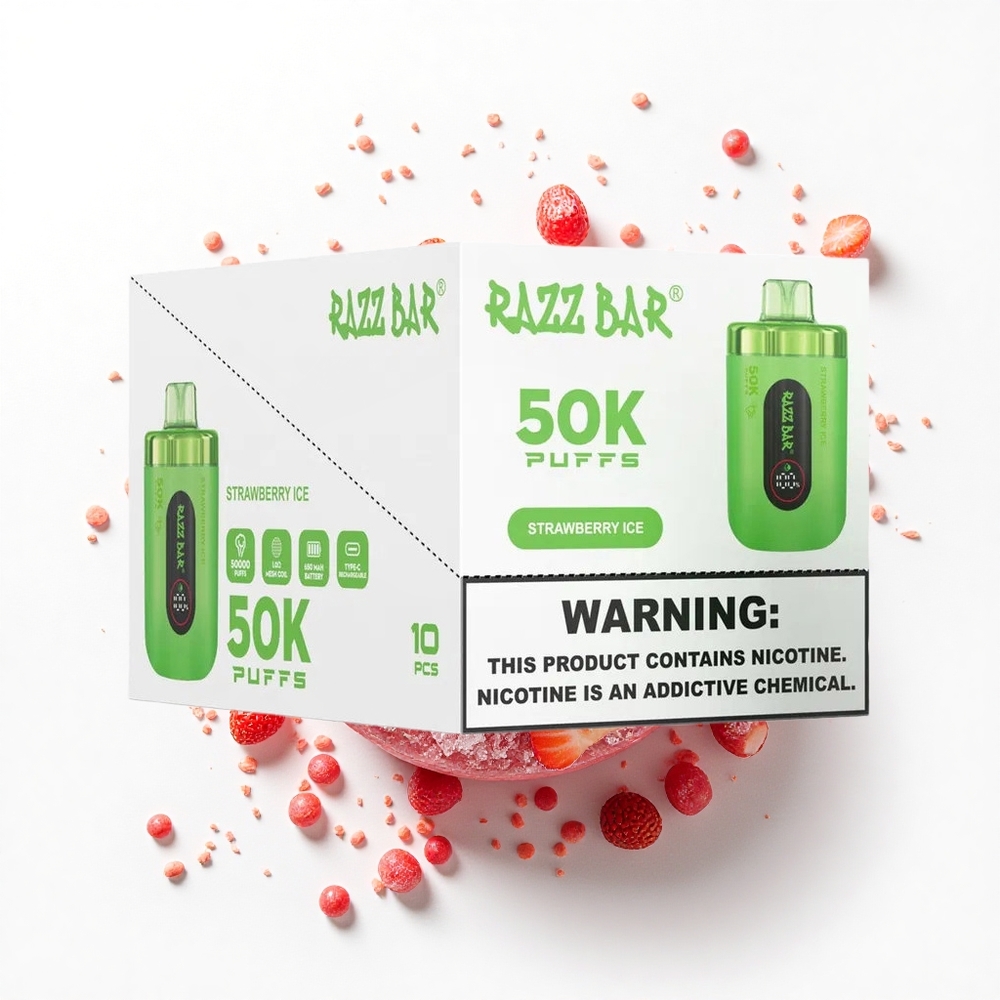 Razz Bar 50K Puffs Truskawkowa Mrożona z Akumulatorem 650 mAh i Zawartością Nikotyny 2%