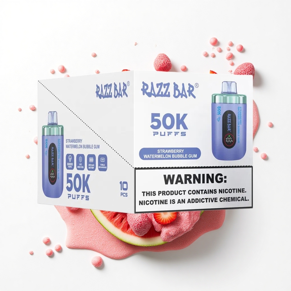 Razz Bar 50K Puffs Truskawkowo-Arbuzowa Guma Balonowa z Miękką Siatką i Typem-C